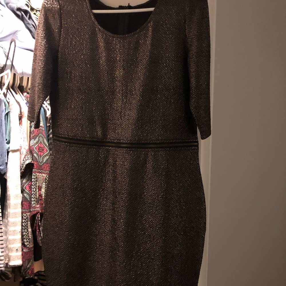Shiny zipper front dress size L